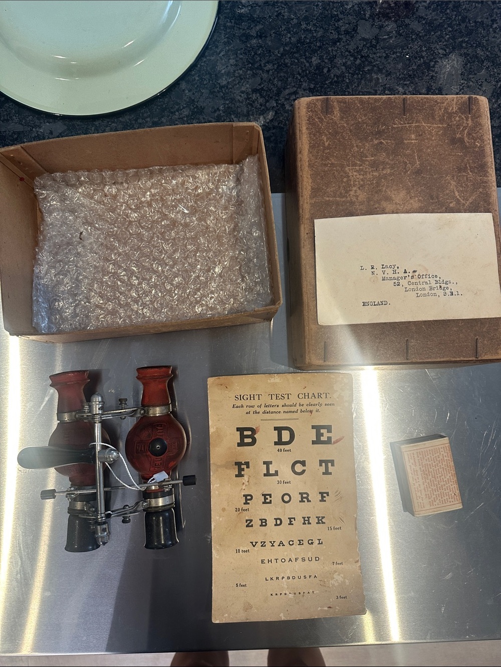 Antique Neu-Vita London Eye Massager Device w/ Box & Chart Quackery Optometry